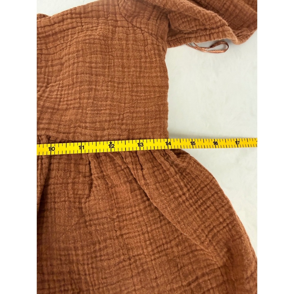 Japna Babydoll Top Womens Large Rust Orange Gauze Smocked Back Flutter Sleeve - Picture 7 of 8